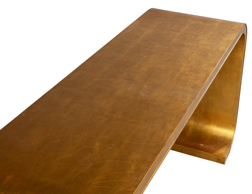 American Aerin Lauder Modern Edgewood Gold Leaf Console Table