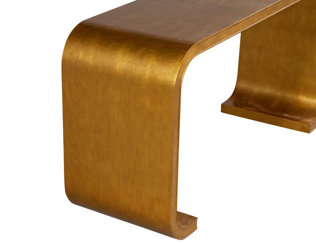 Aerin Lauder Modern Edgewood Gold Leaf Console Table In Good Condition In North York, ON