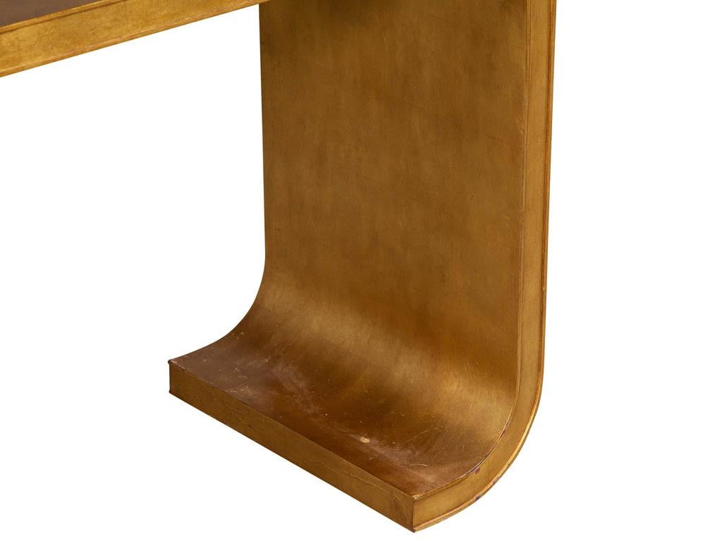 Contemporary Aerin Lauder Modern Edgewood Gold Leaf Console Table