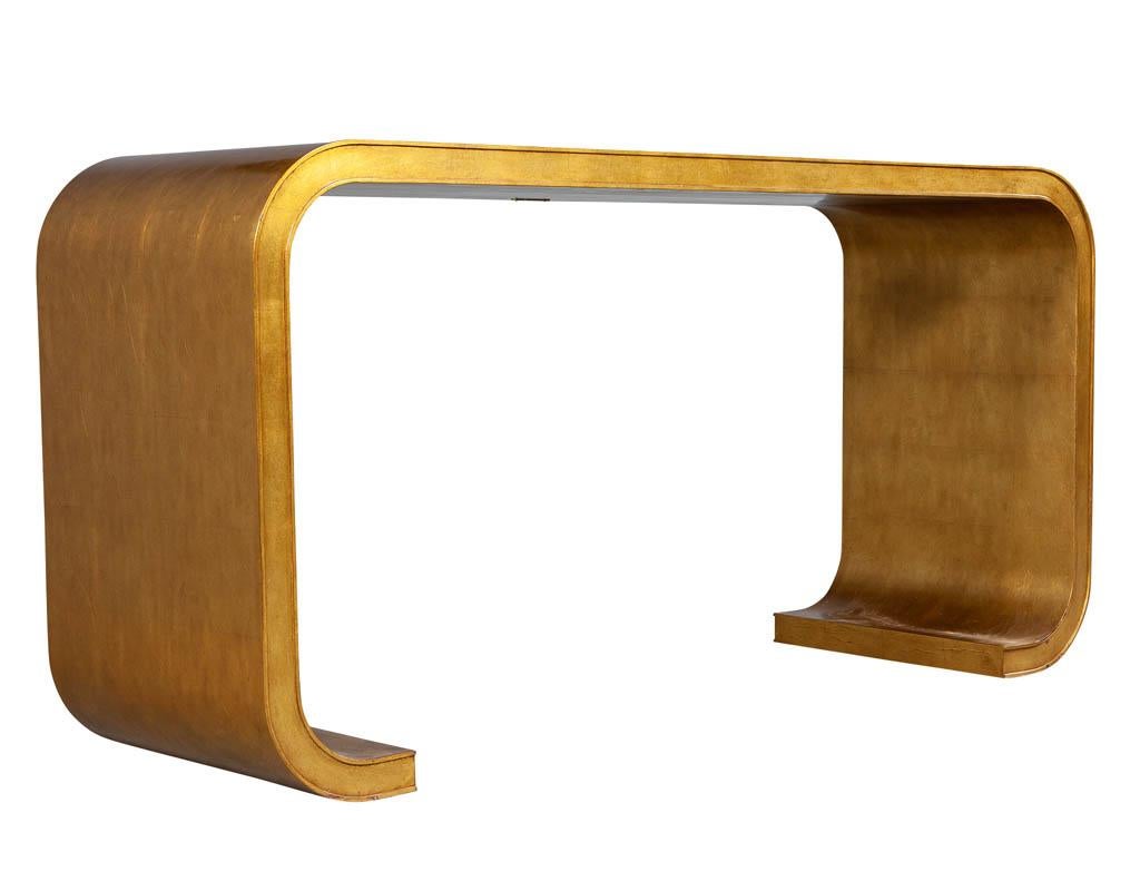 Aerin Lauder Modern Edgewood Gold Leaf Console Table 2
