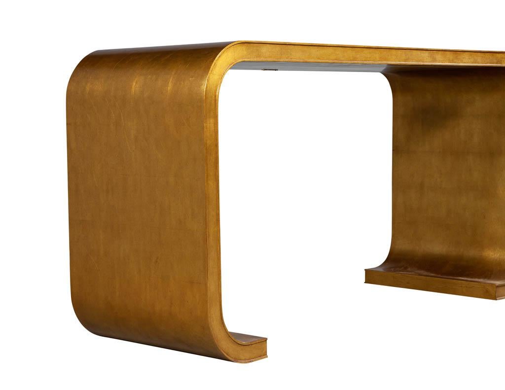 Aerin Lauder Modern Edgewood Gold Leaf Console Table 3