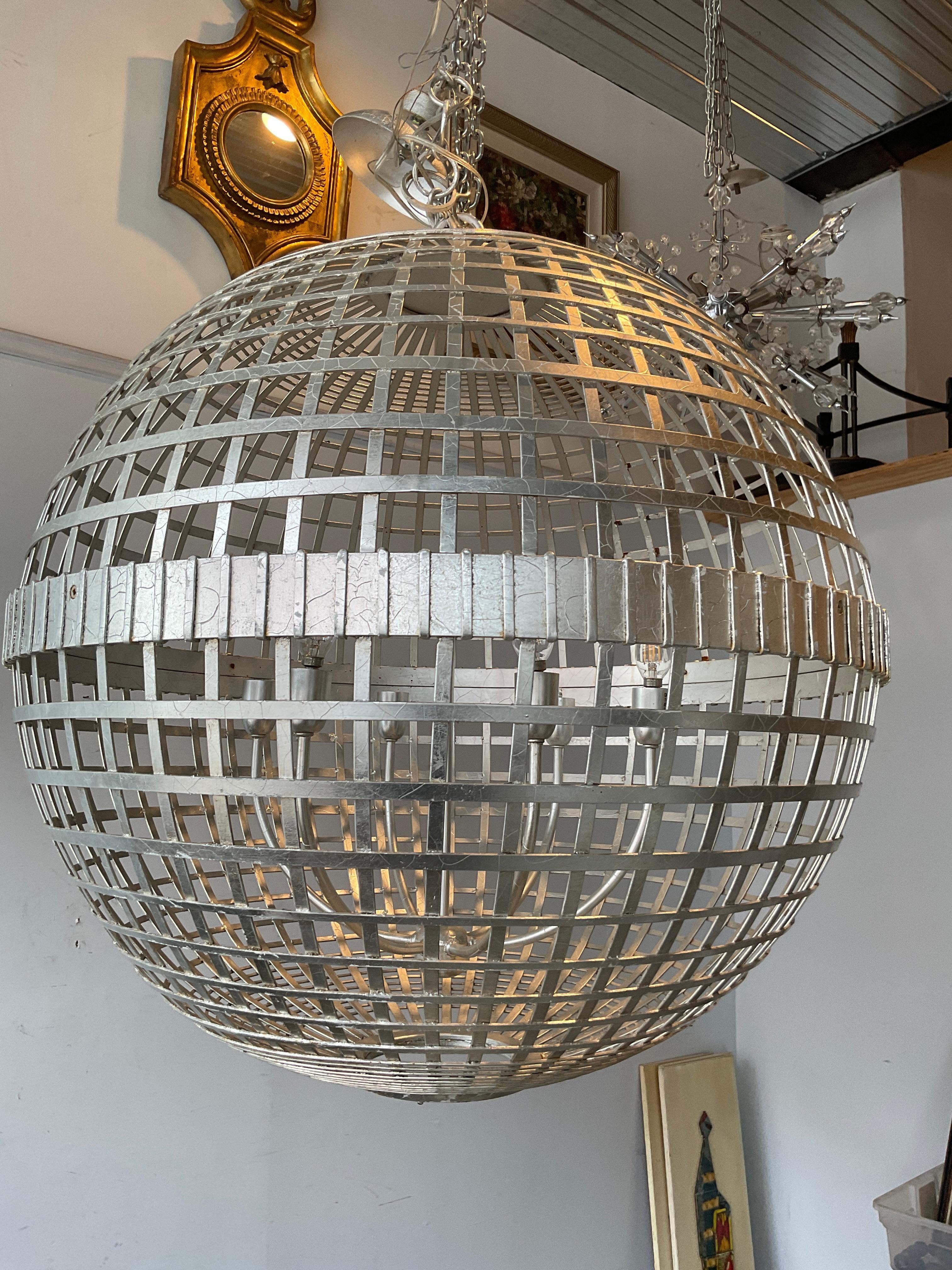 Aerin Mill Silver  Ciondolo a gabbia da 30 pollici di Visual Comfort In condizioni buone in vendita a Tarrytown, NY