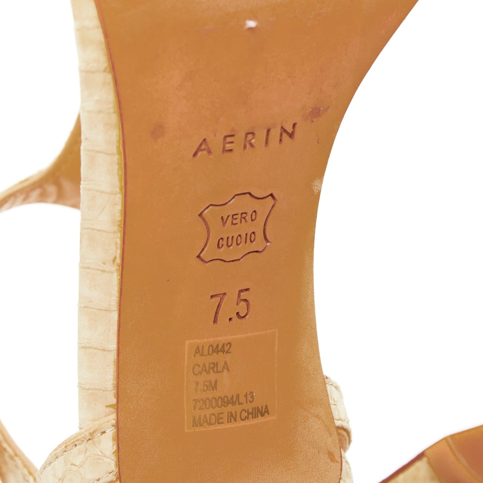 AERIN sandalias nude de piel escamada con hebilla dorada y punta abierta US7.5 EU37.5 en venta 5