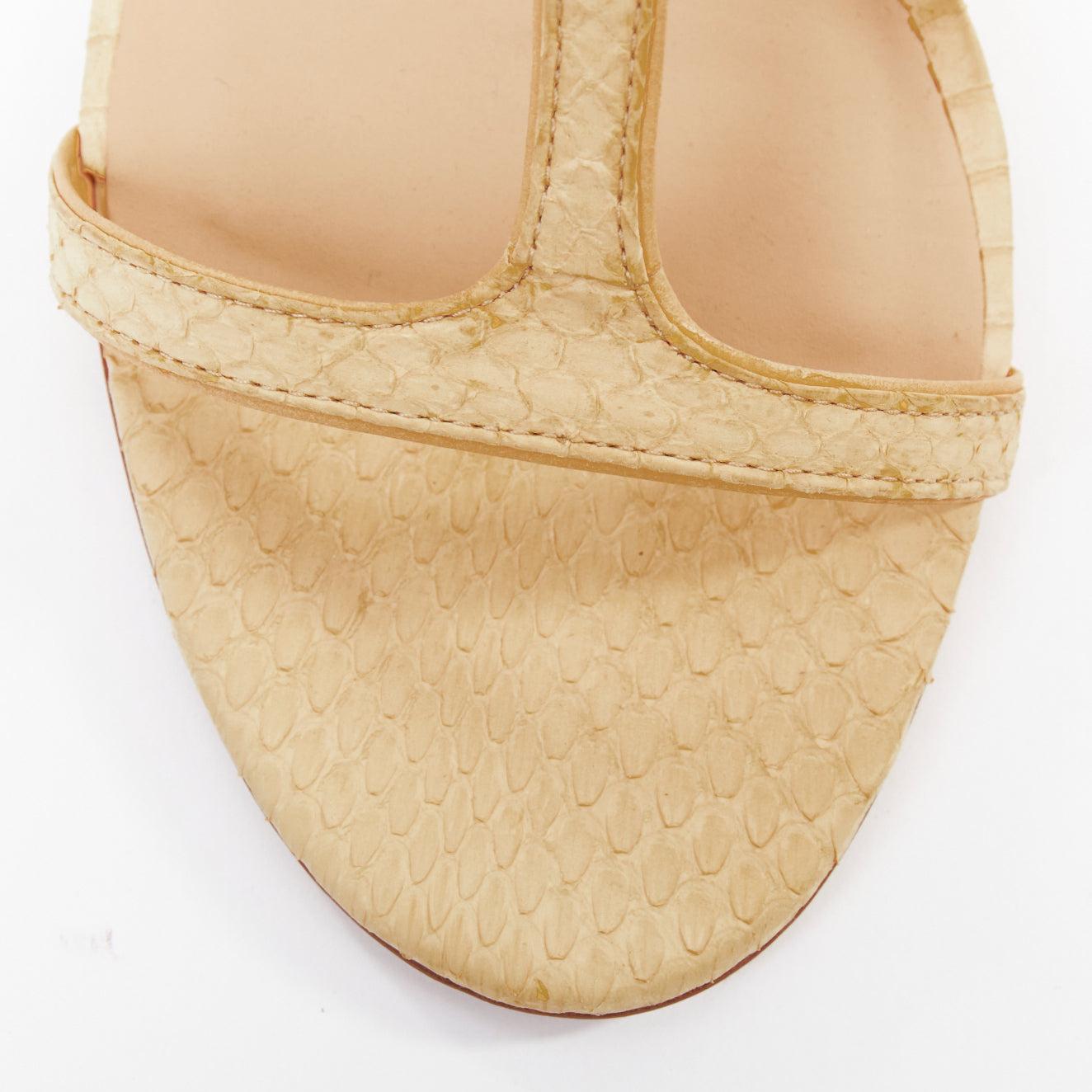 AERIN sandalias nude de piel escamada con hebilla dorada y punta abierta US7.5 EU37.5 en venta 1