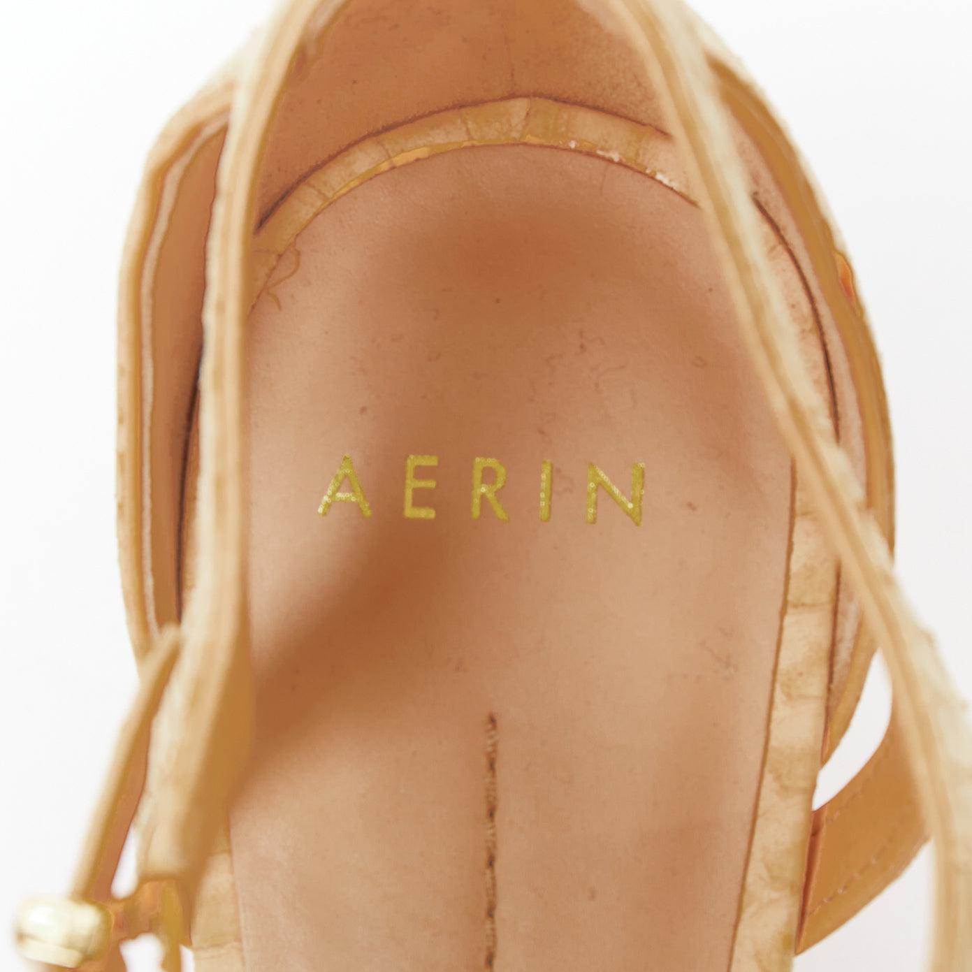 AERIN sandalias nude de piel escamada con hebilla dorada y punta abierta US7.5 EU37.5 en venta 4