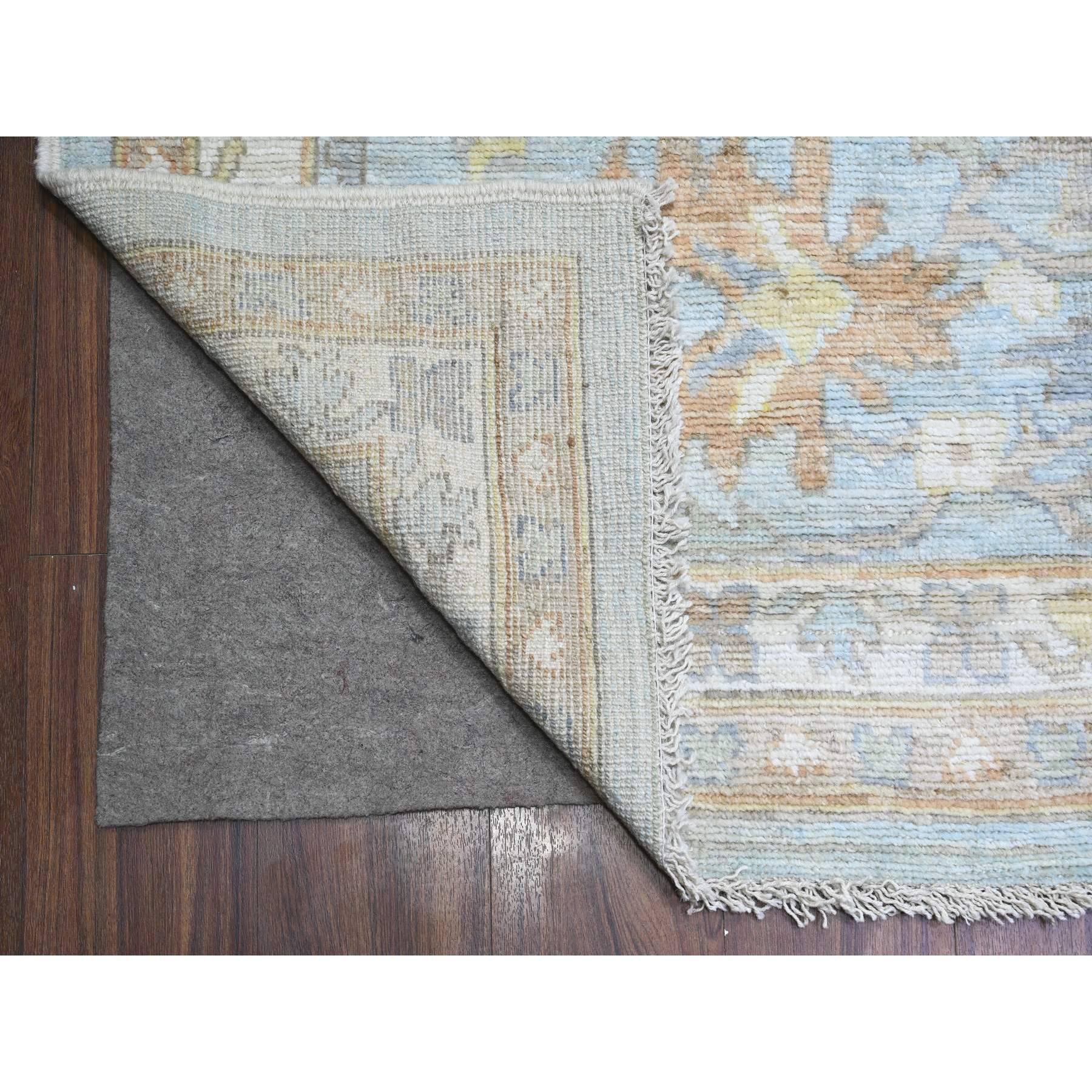 Indien Tapis oriental noué à la main en angora afghane oushak bleu aéro 12'2