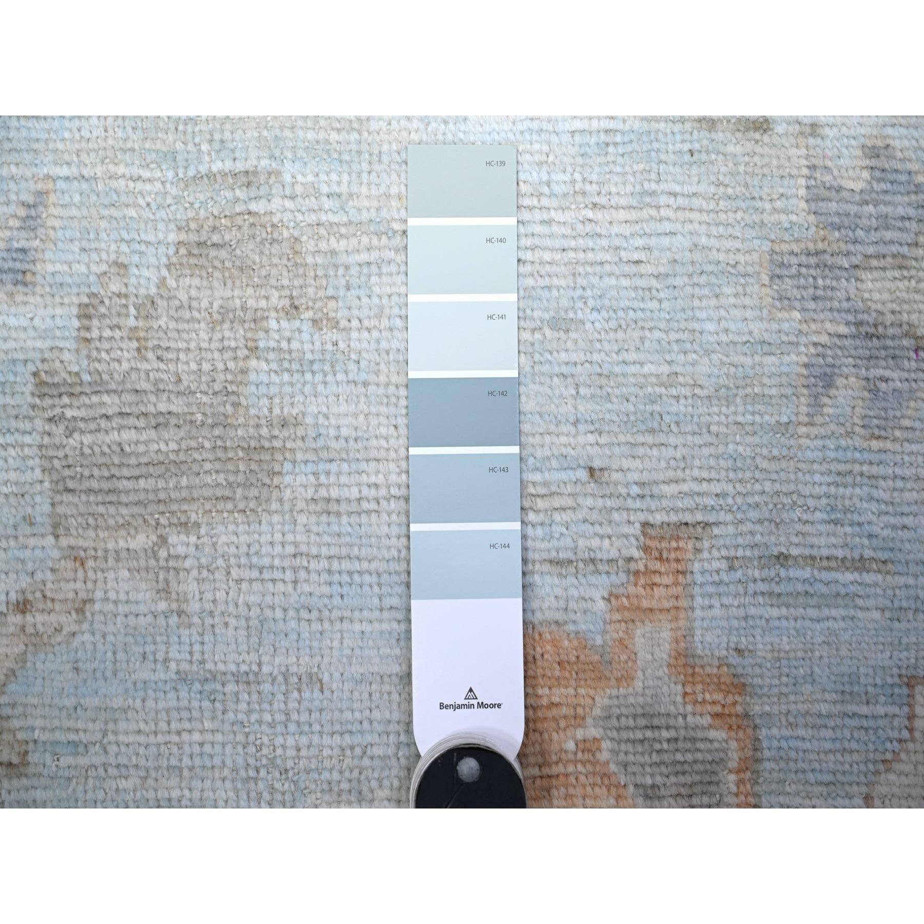 XXIe siècle et contemporain Tapis oriental noué à la main en angora afghane oushak bleu aéro 12'2