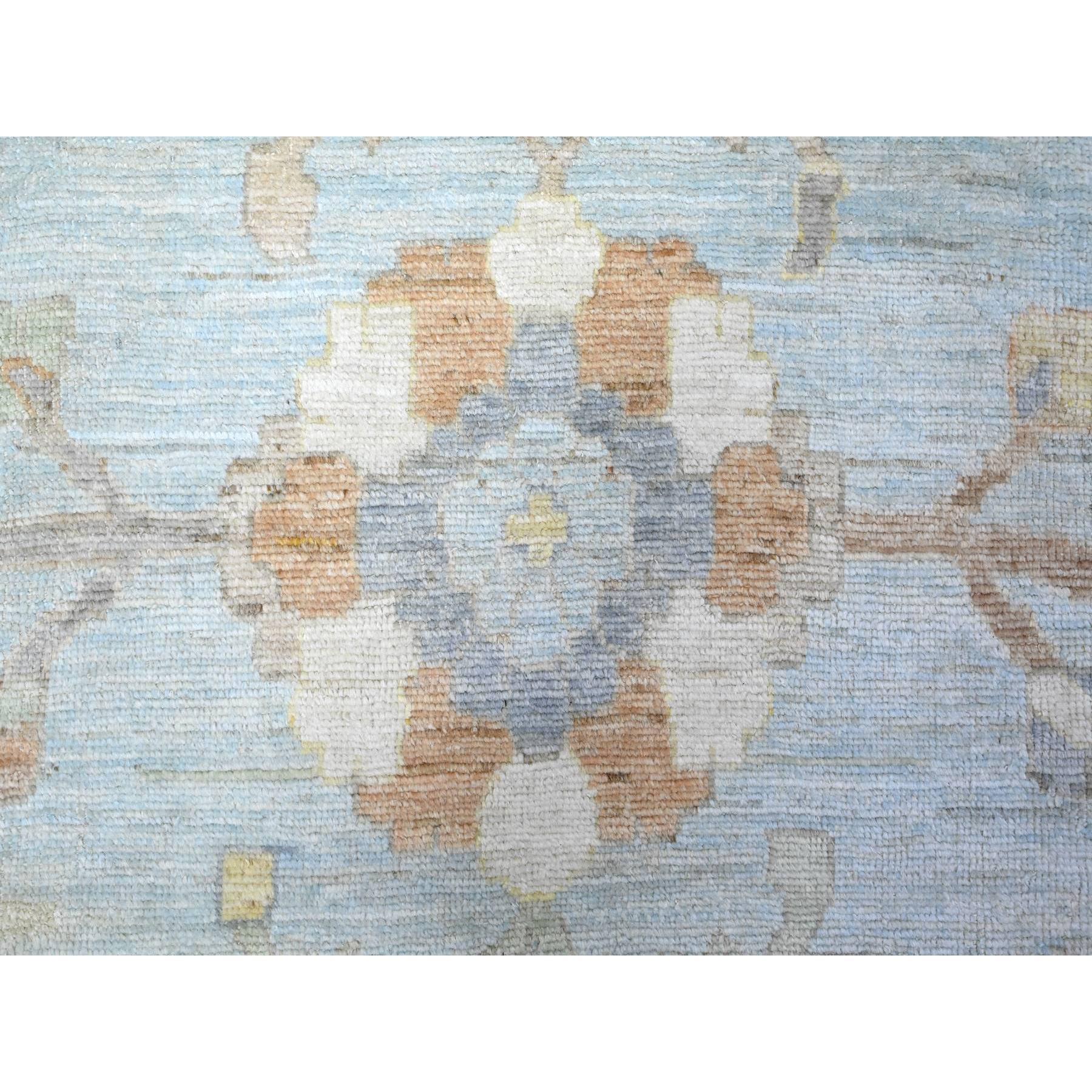 Laine Tapis oriental noué à la main en angora afghane oushak bleu aéro 12'2