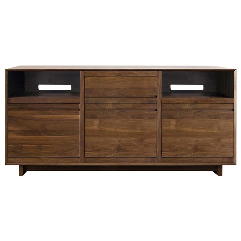 Aero Media Console for Sonos with Vinyl Record Storage in Solid Natural  Walnut For Sale at 1stDibs | vinyl console, media console with record  storage, record media console