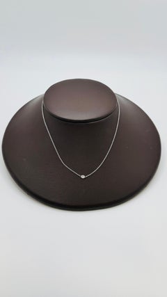 Aero Pierced Round Diamond Necklace, 18K White Gold, 0.23ct SI1, Adjustable 18"