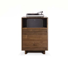 Aero Record Stand for Sonos with Vinyl Record Storage in Solid Natural Walnut