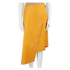 ÁERON Yellow Leather Midi Skirt Size S