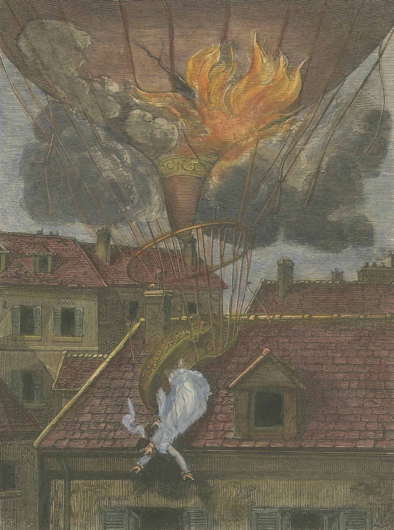 Début du XIXe siècle Aeronaut's End in 1819 : Mme. Tragédie du ballon de Blanchard à Paris en vente