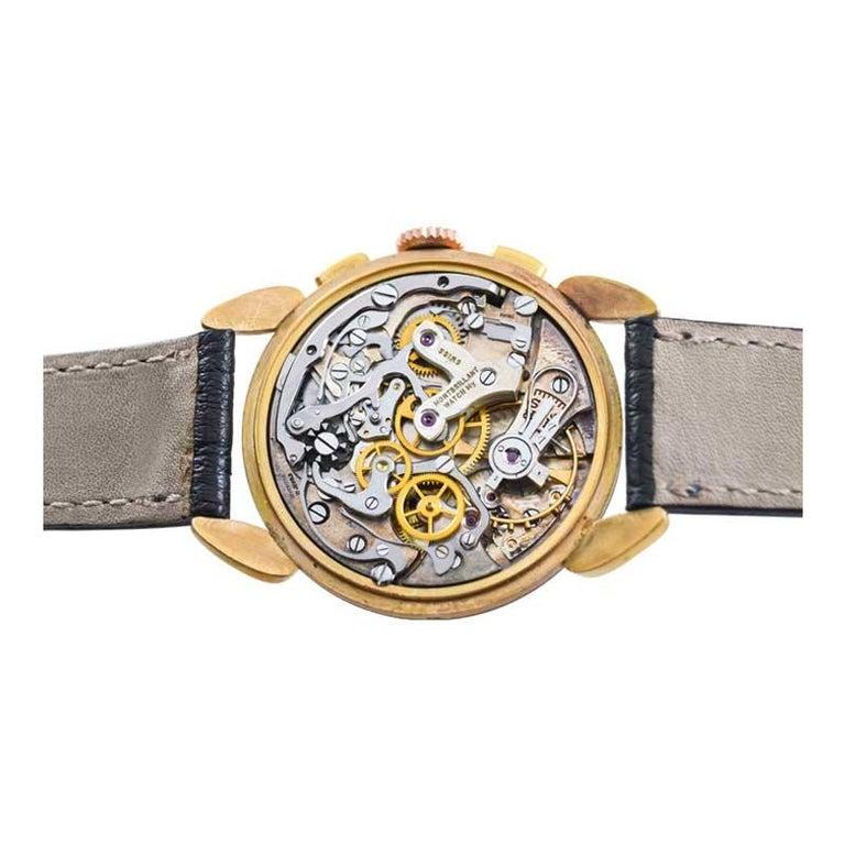 Aerotel 18Kt. Rose Gold Set of Four New Old Stock Art Deco Chronographs For Sale 6