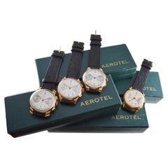 Aerotel 18Kt. Set von vier neuen, auf Lager befindlichen Art-Déco-Chronographen aus Roségold