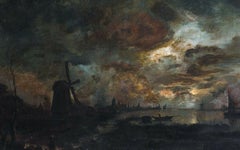 Moonlit River Landscape, 19th Century