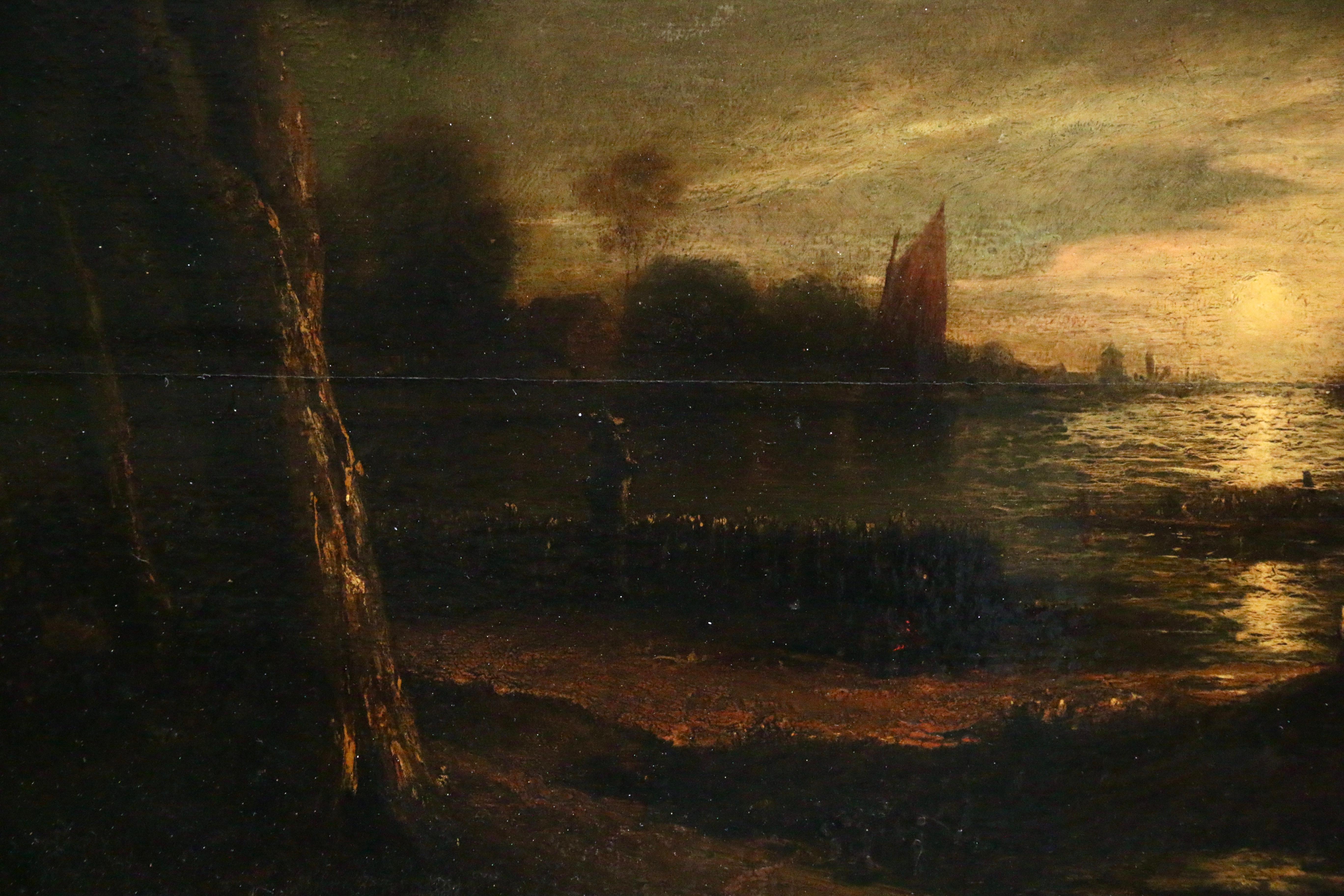 moonlit landscape with bridge
