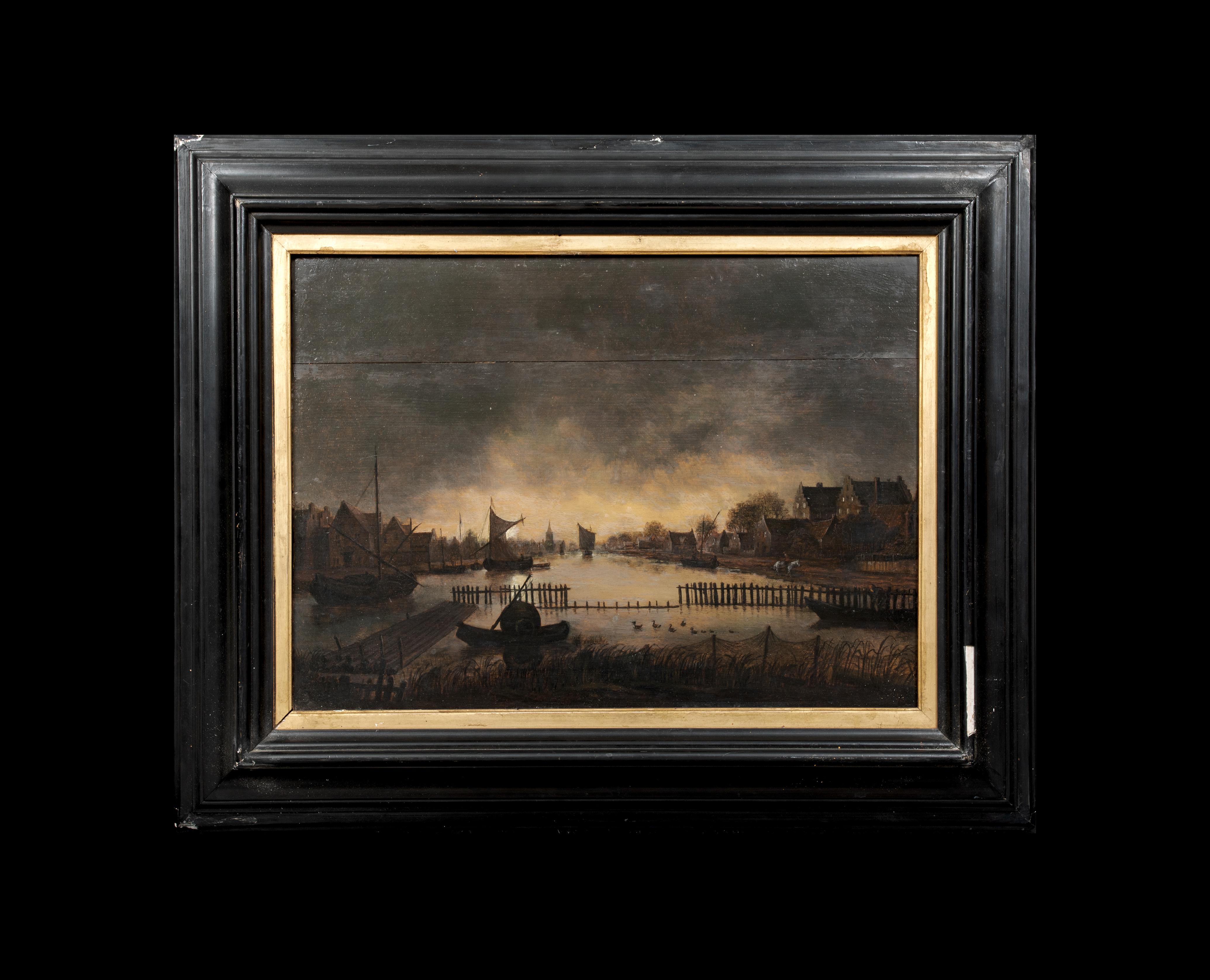 Moonlit River Landscape, 17th Century  Aert van der Neer (1603-1677) - Painting by Aert Van Der Neer