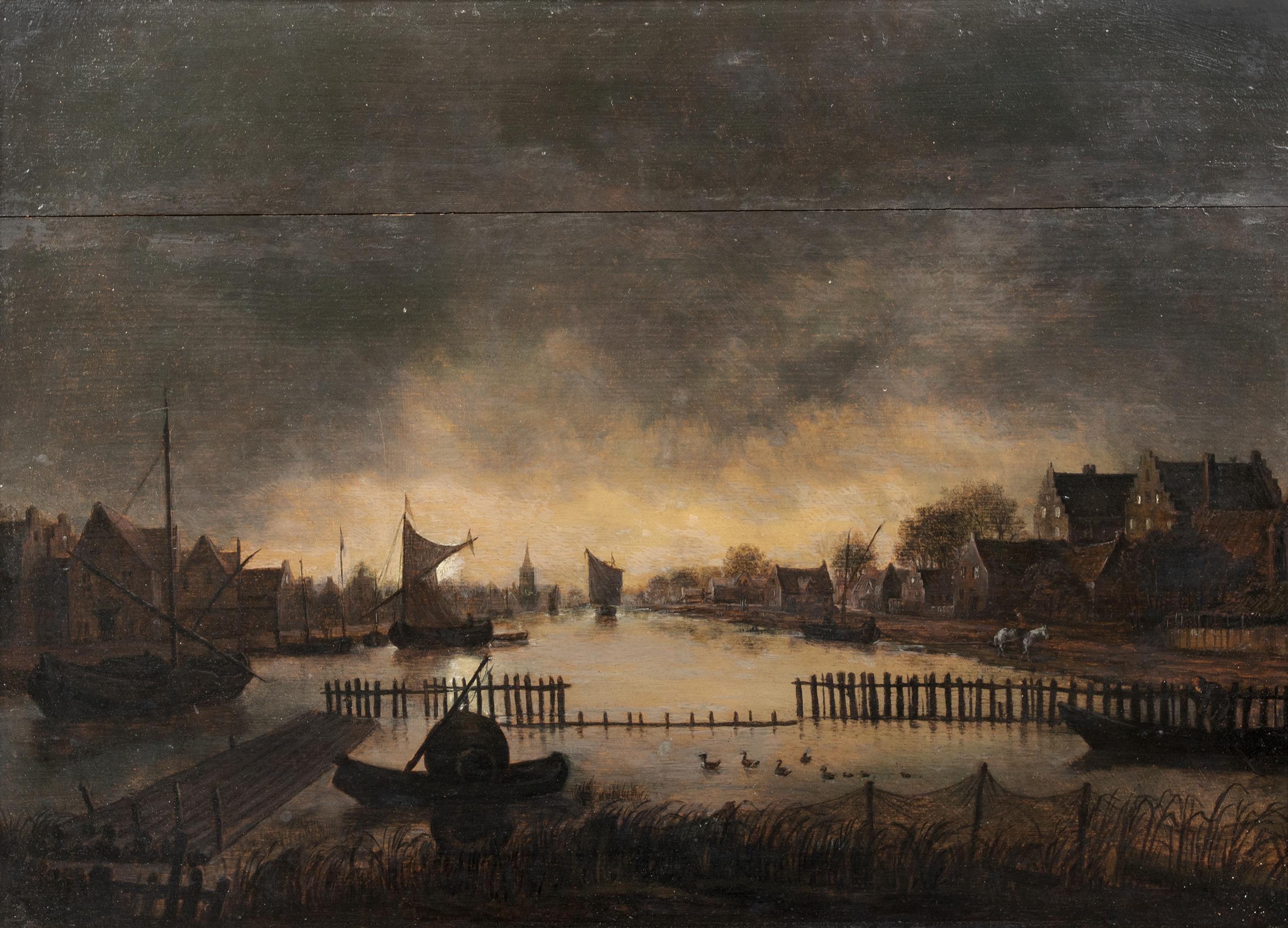 Moonlit River Landscape, 17th Century  Aert van der Neer (1603-1677) For Sale 1