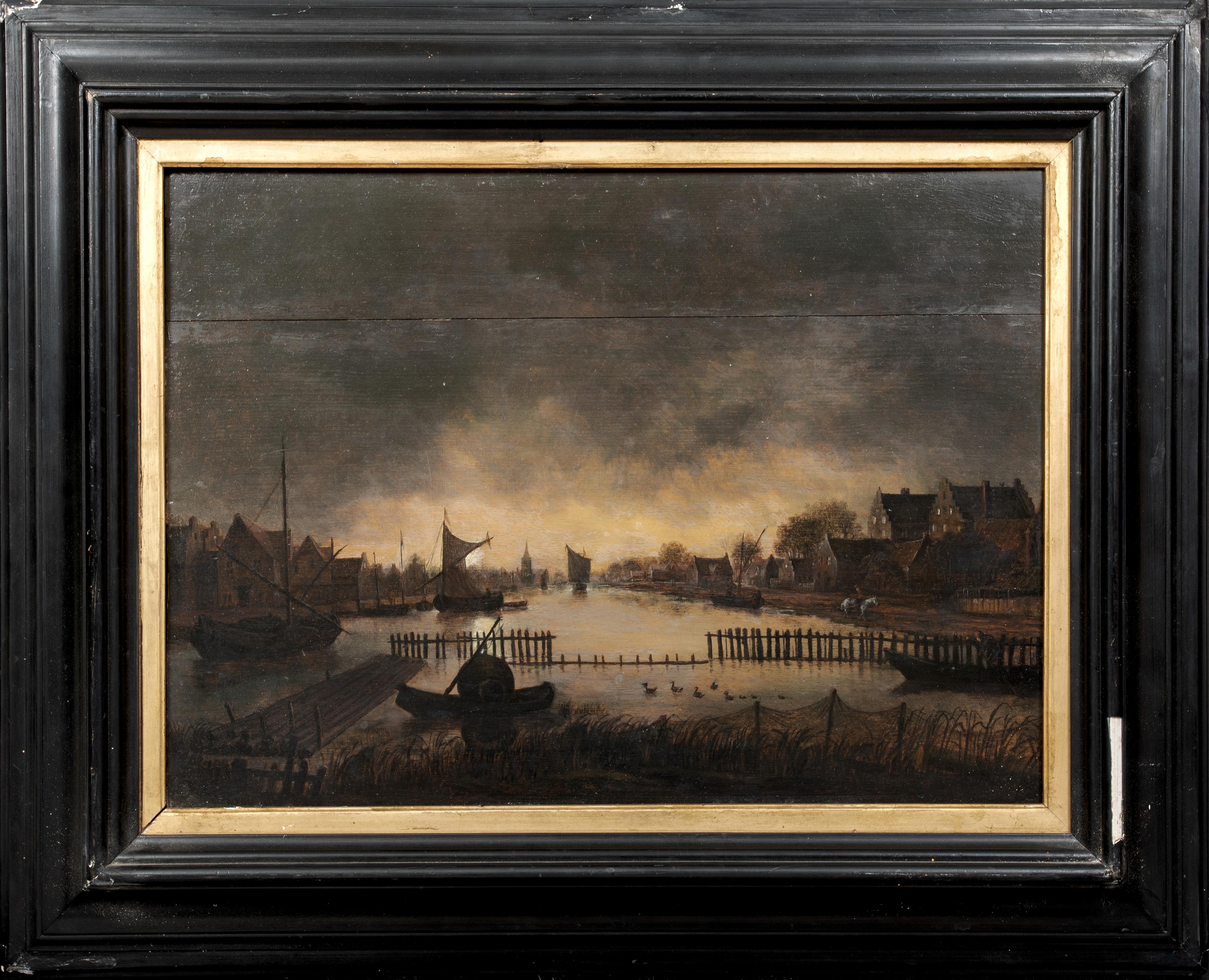 Aert Van Der Neer Landscape Painting - Moonlit River Landscape, 17th Century  Aert van der Neer (1603-1677)