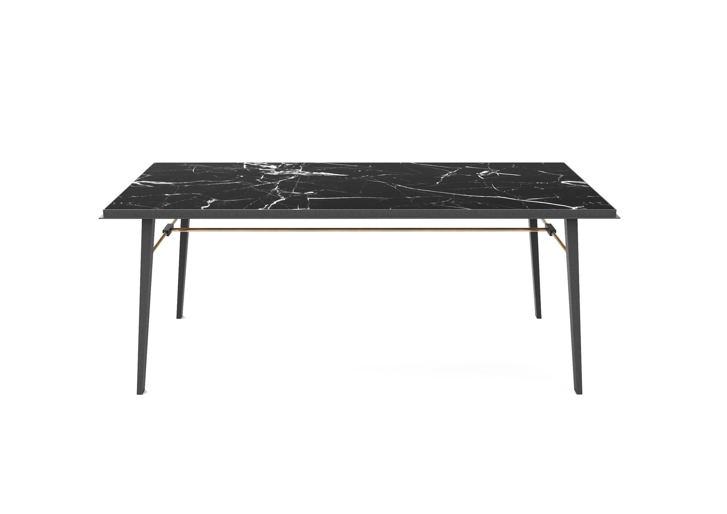AES Emperador Zeitgenössischer Schreibtisch aus schwarzem Marmor und Messing von Jan Garncarek (Handgefertigt) im Angebot