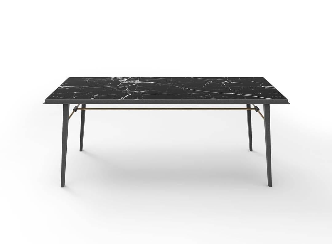 AES Emperador Zeitgenössischer Schreibtisch aus schwarzem Marmor und Messing von Jan Garncarek im Zustand „Neu“ im Angebot in Geneve, CH