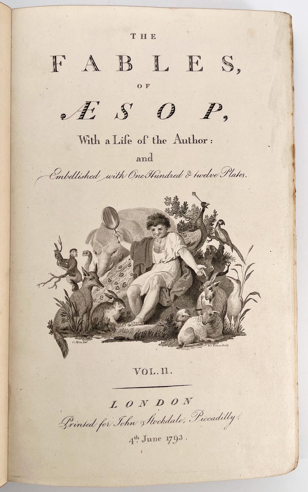 Gilt Aesop's Fables - 1793 Stockdale ILLUSTRATED EDITION, Bedford binding For Sale