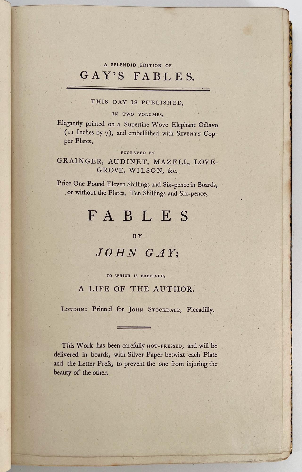 Aesop's Fables - 1793 Stockdale ILLUSTRATED EDITION, Bedford binding In Good Condition For Sale In Middletown, NY