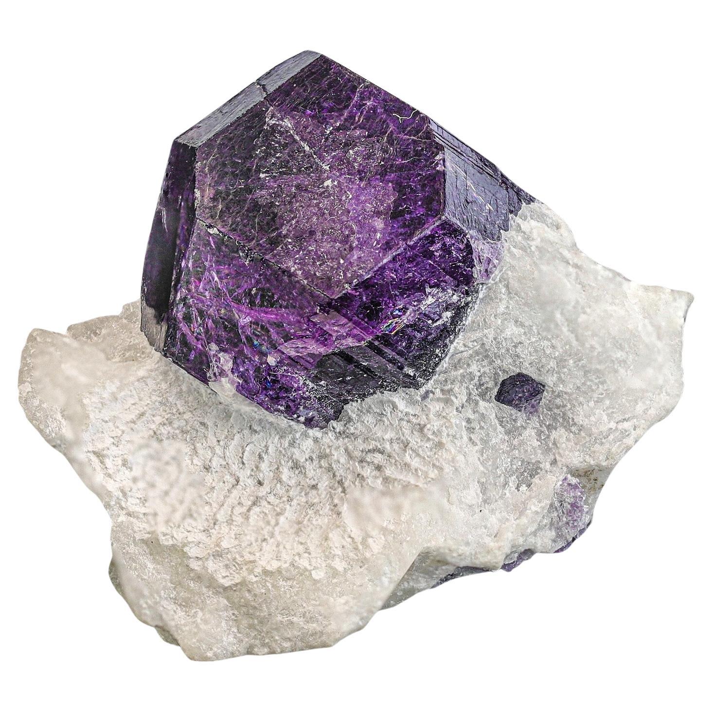 Aesthetic And Rare Quality Vibrant Purple Scapolite On Calcite From Afghanistan For Sale