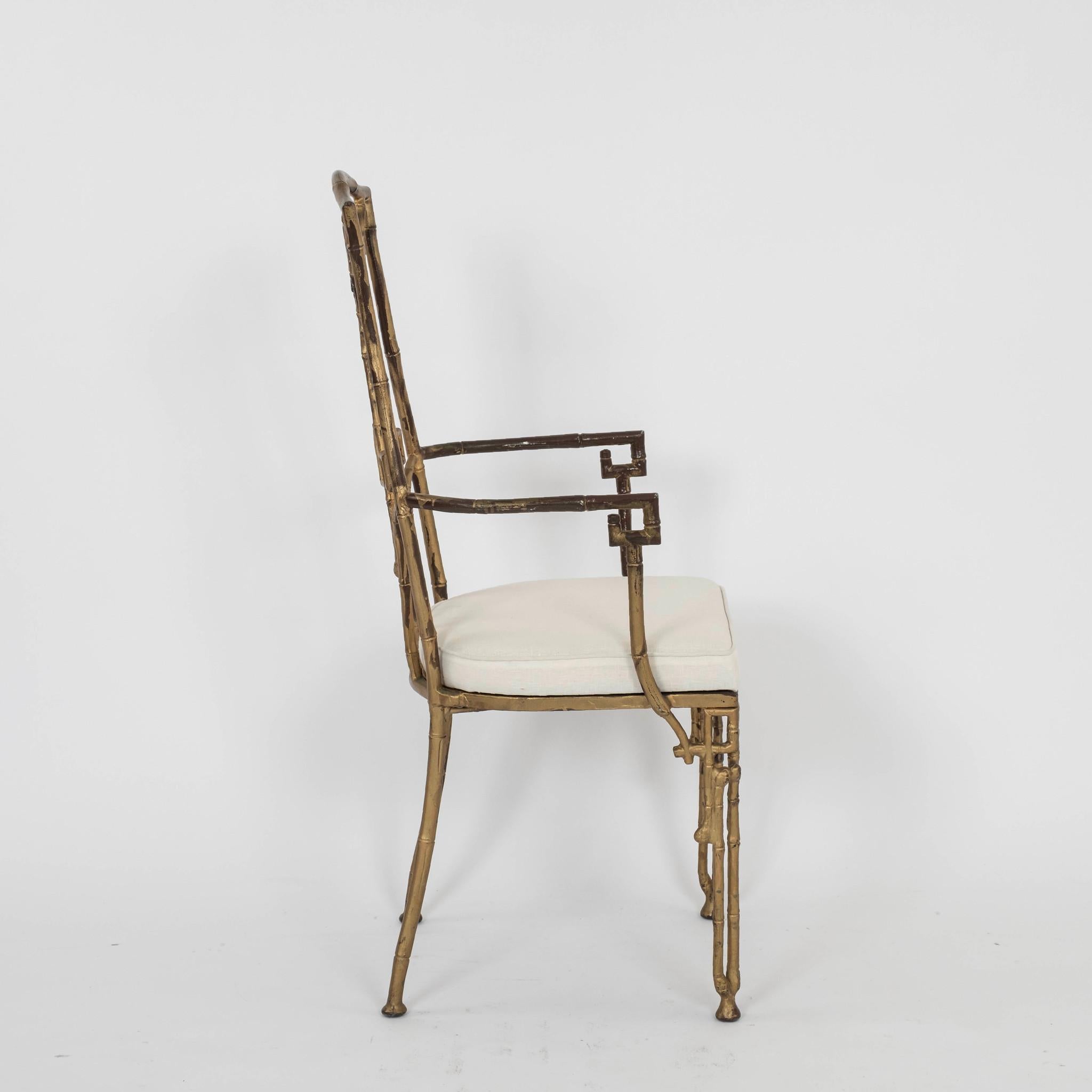 Aesthetic Movement Aesthetic Bamboo Gilt Iron Arm Chair For Sale