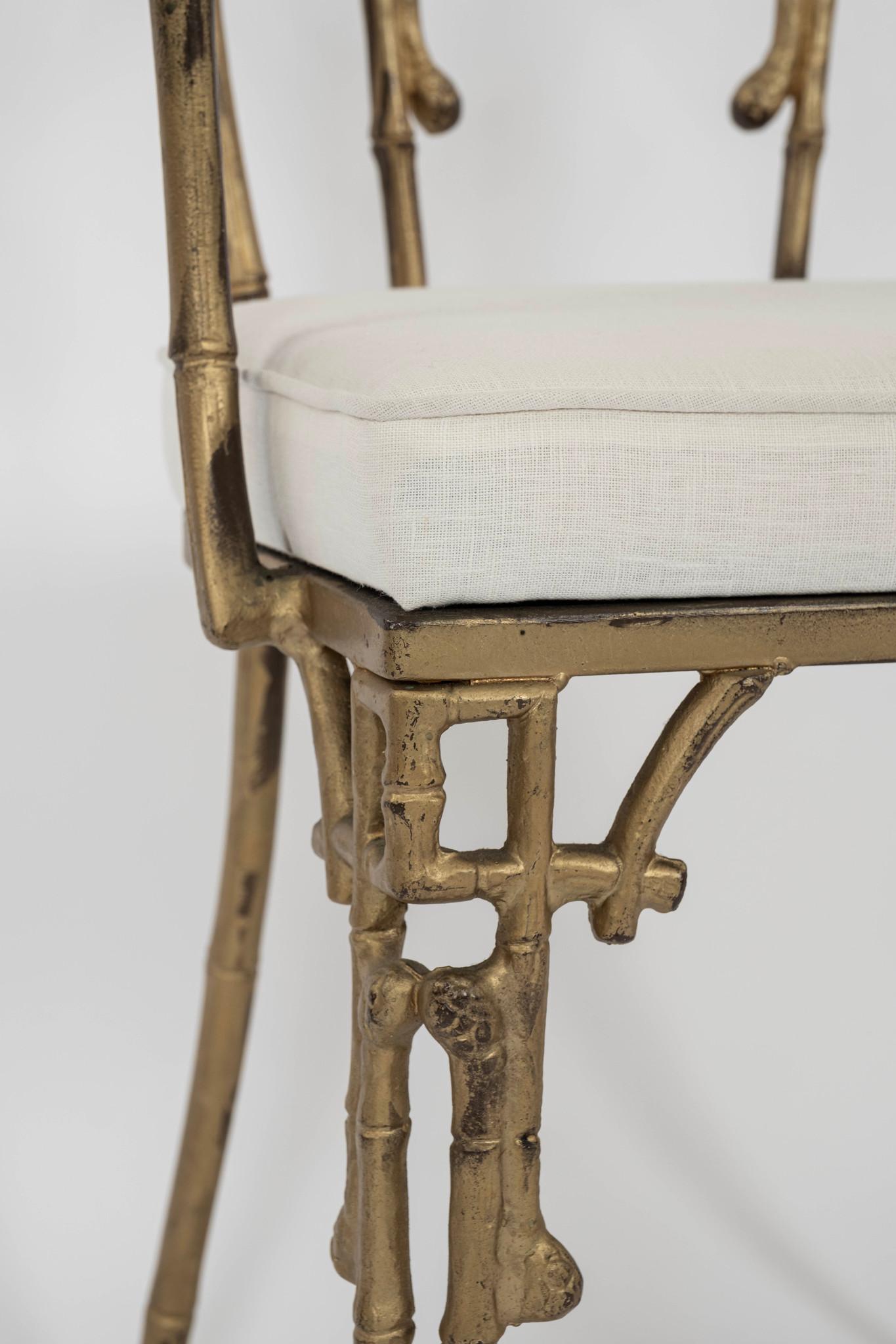 20th Century Aesthetic Bamboo Gilt Iron Arm Chair For Sale