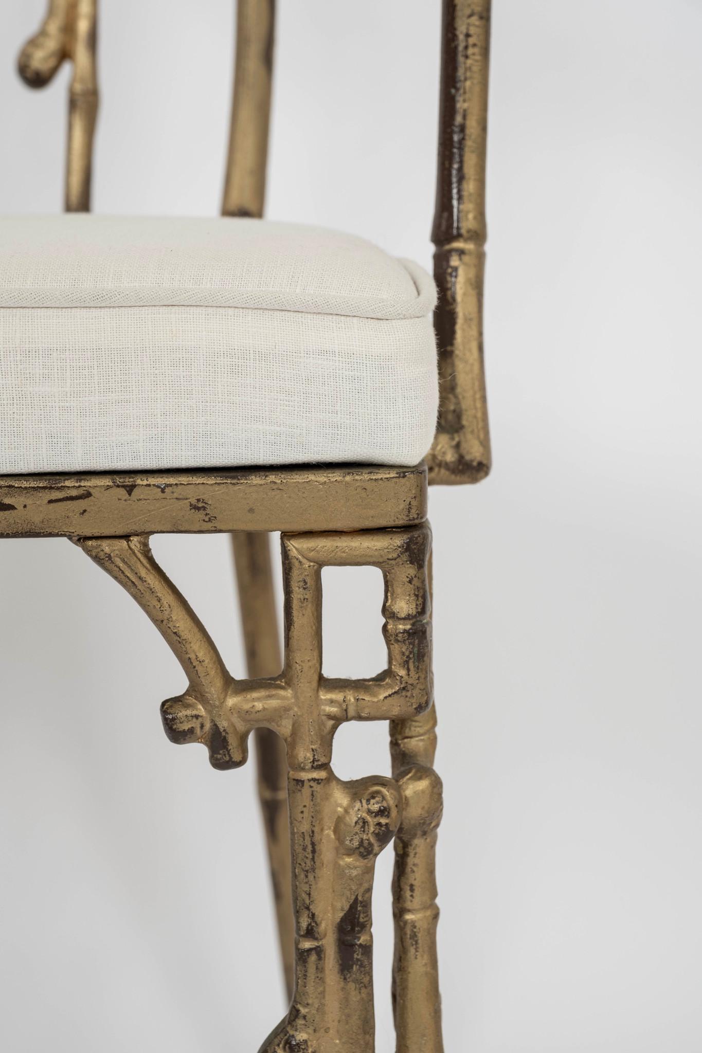 Metal Aesthetic Bamboo Gilt Iron Arm Chair For Sale