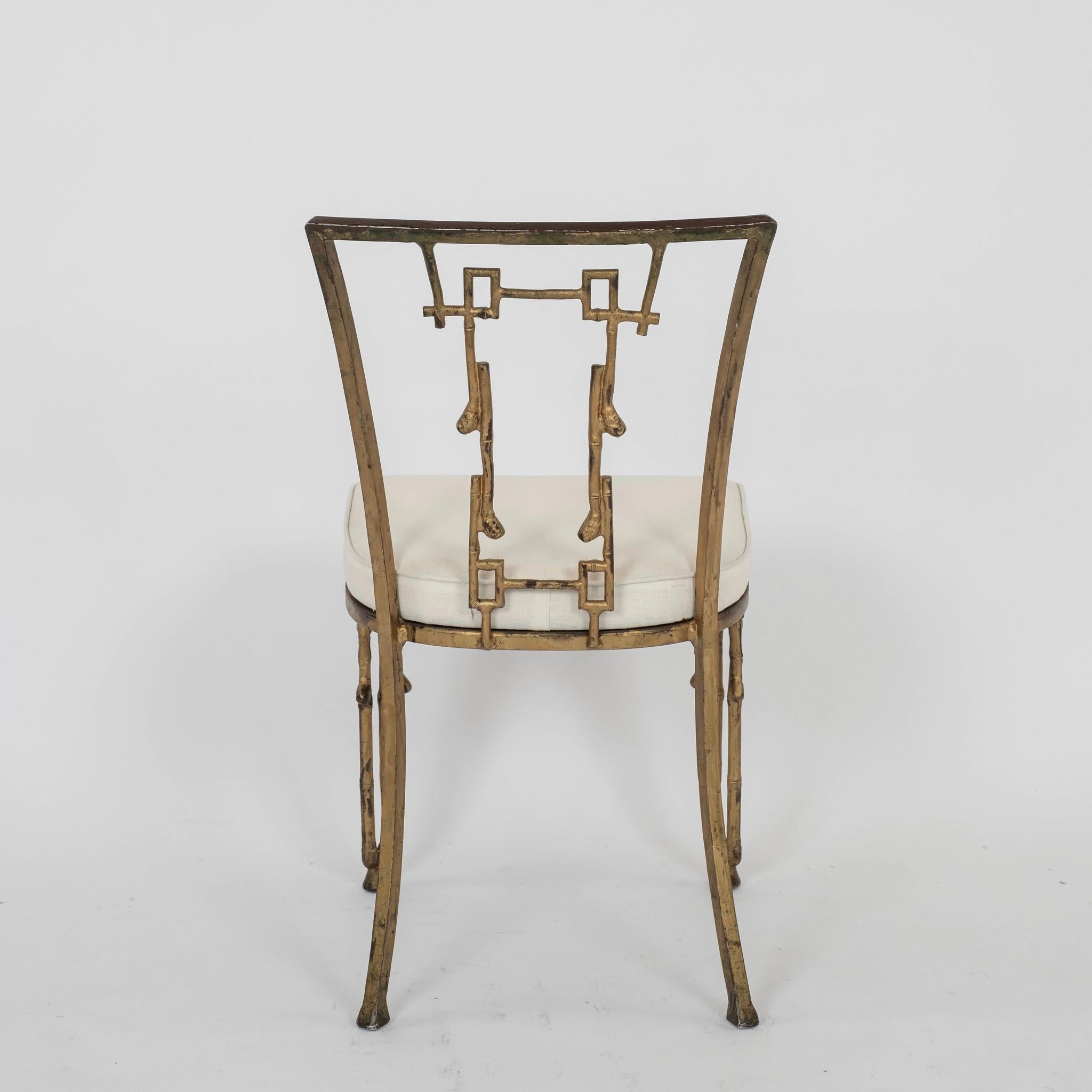Ästhetischer Beistellstuhl aus vergoldetem Eisen und Bambus (Ästhetizismus) im Angebot