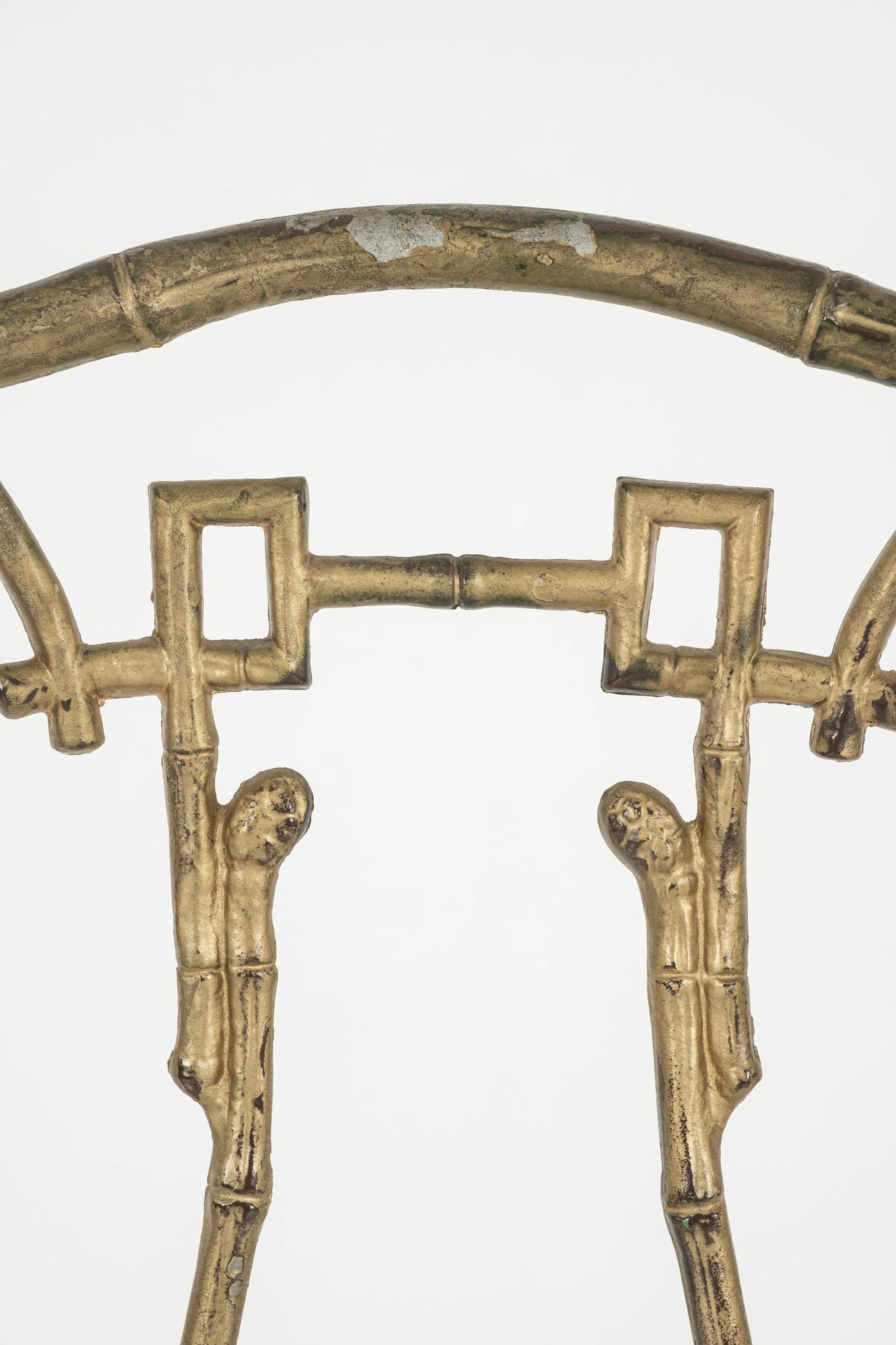 Ästhetischer Beistellstuhl aus vergoldetem Eisen aus Bambus II (20. Jahrhundert) im Angebot