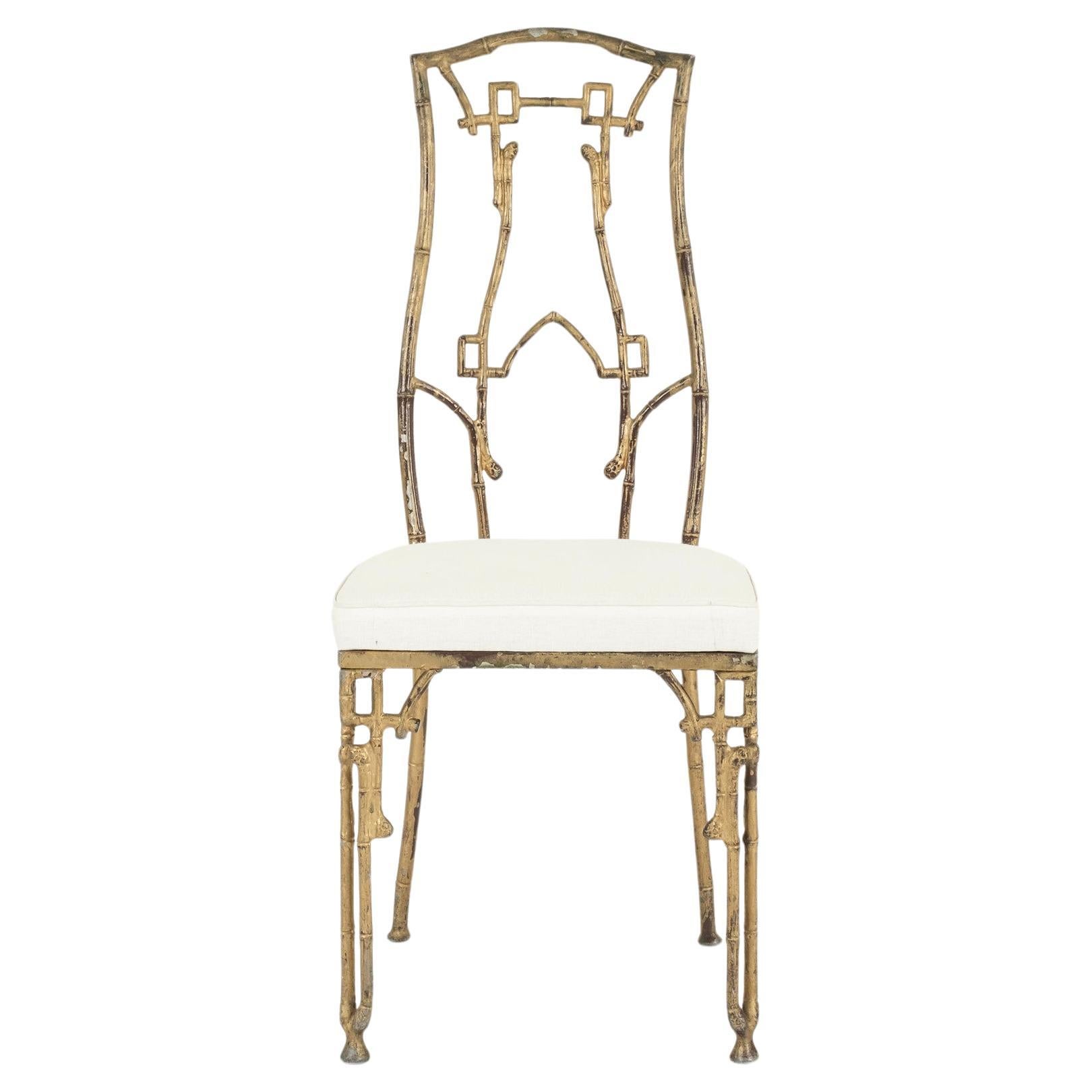 Aesthetic Bamboo Gilt Iron Side Chair II For Sale