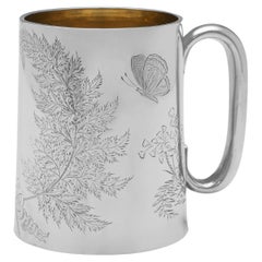 Aesthetic Design Antique Sterling Silver Childs Mug, London, 1872