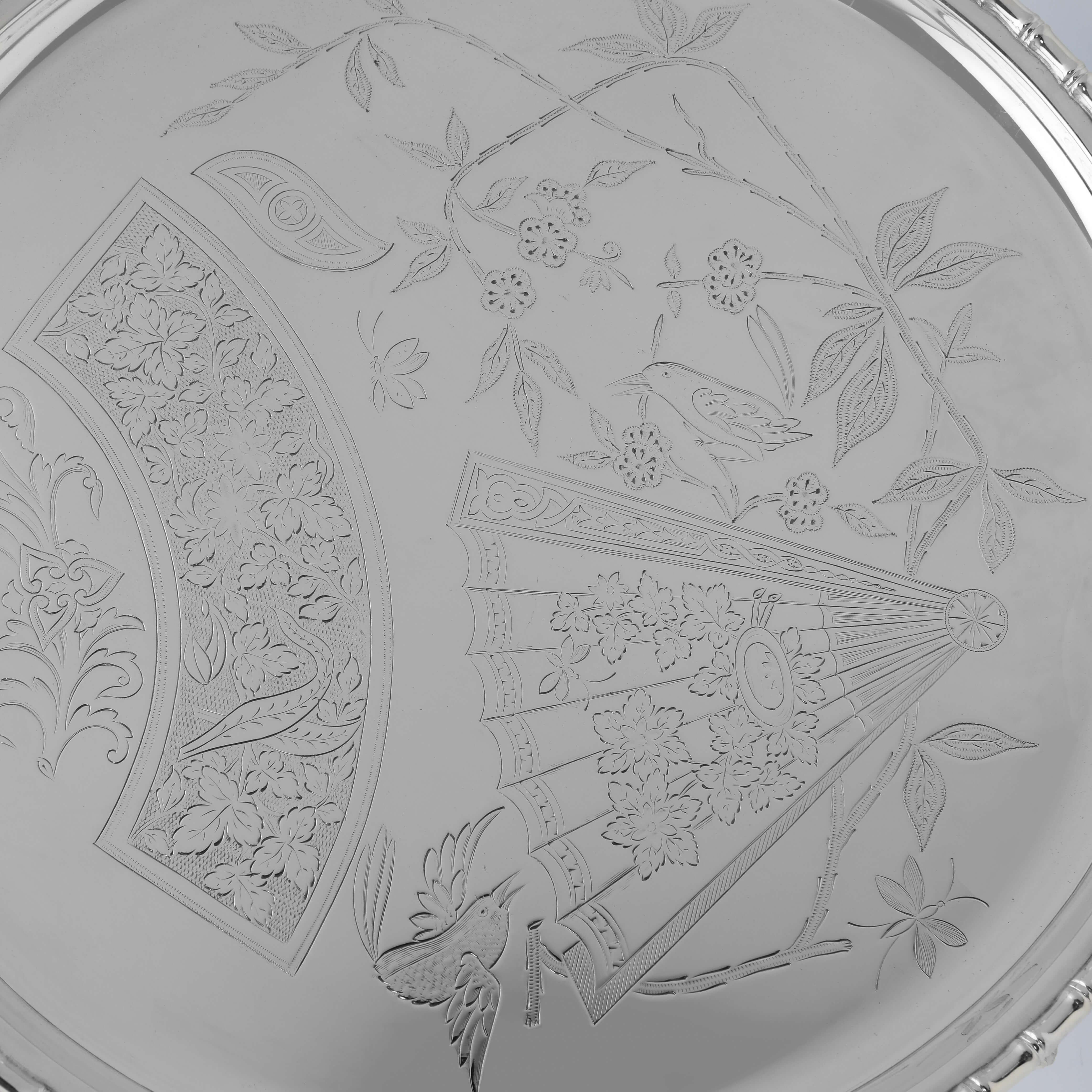Aesthetic Movement Aesthetic Design Victorian Silver Plated Salver - Circa 1870 - Atkin Brothers