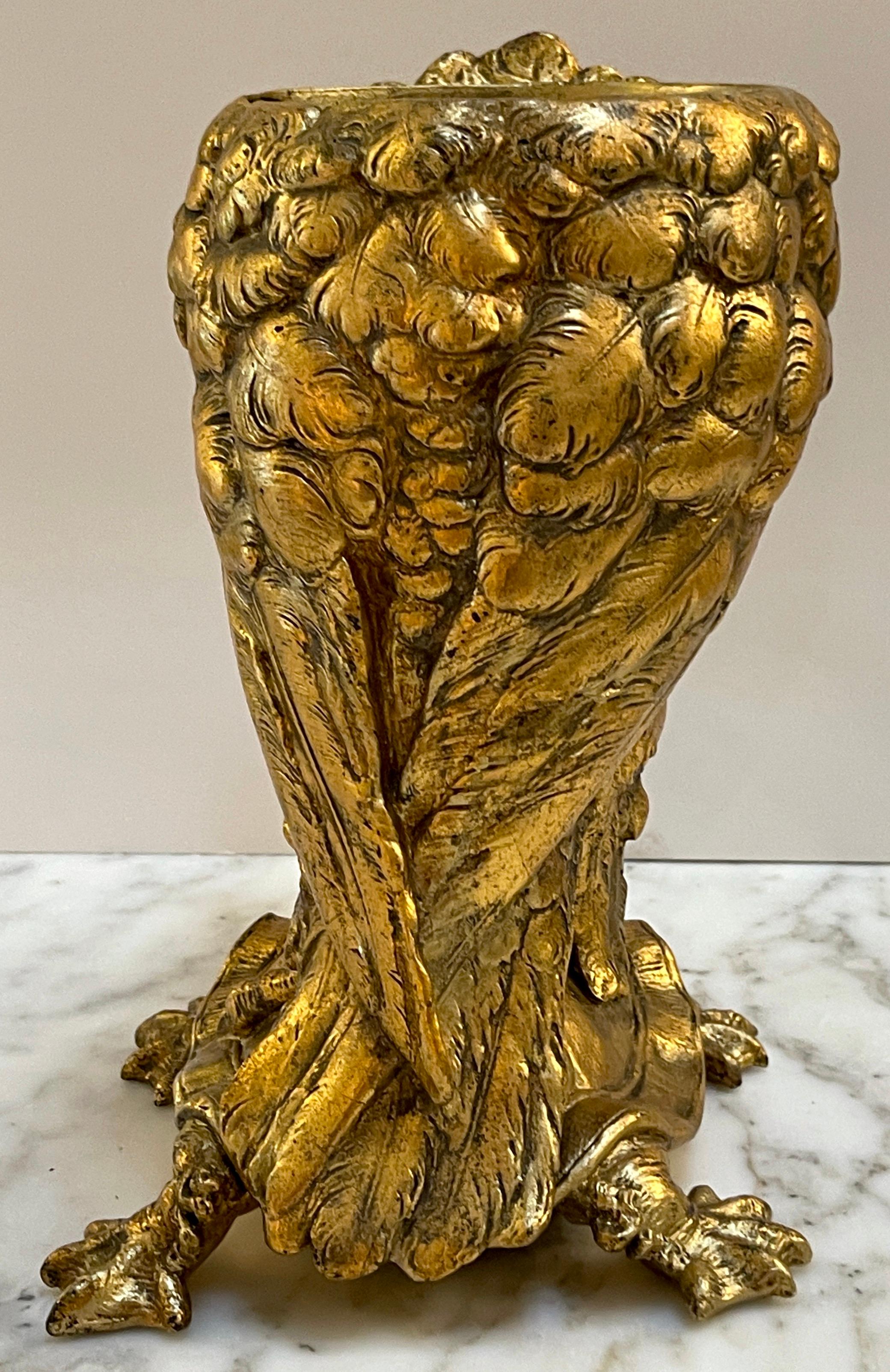 Aesthetic Gilt Metal Cockatoo & Turtle Figural Cachepot For Sale 2