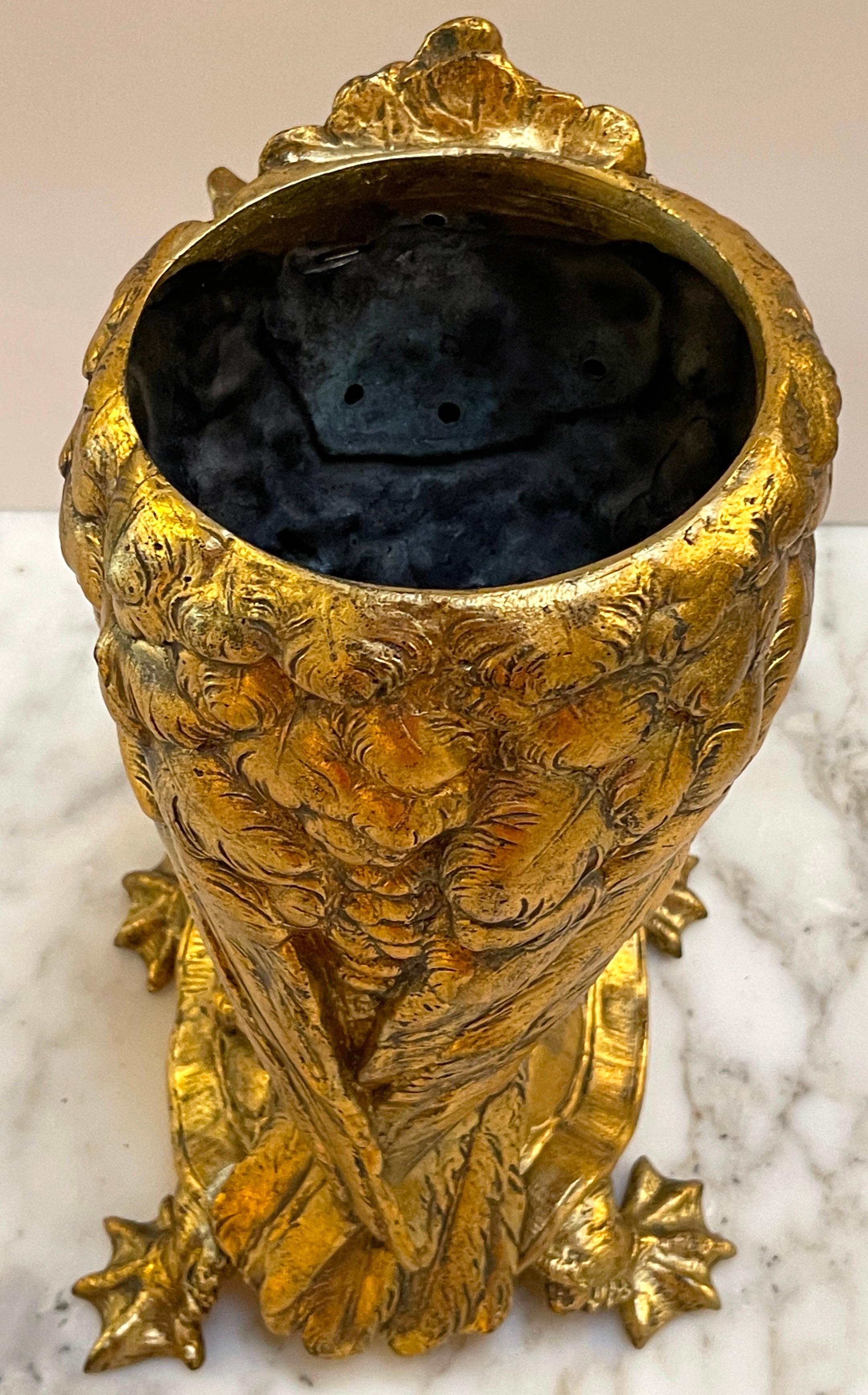 Aesthetic Gilt Metal Cockatoo & Turtle Figural Cachepot For Sale 4