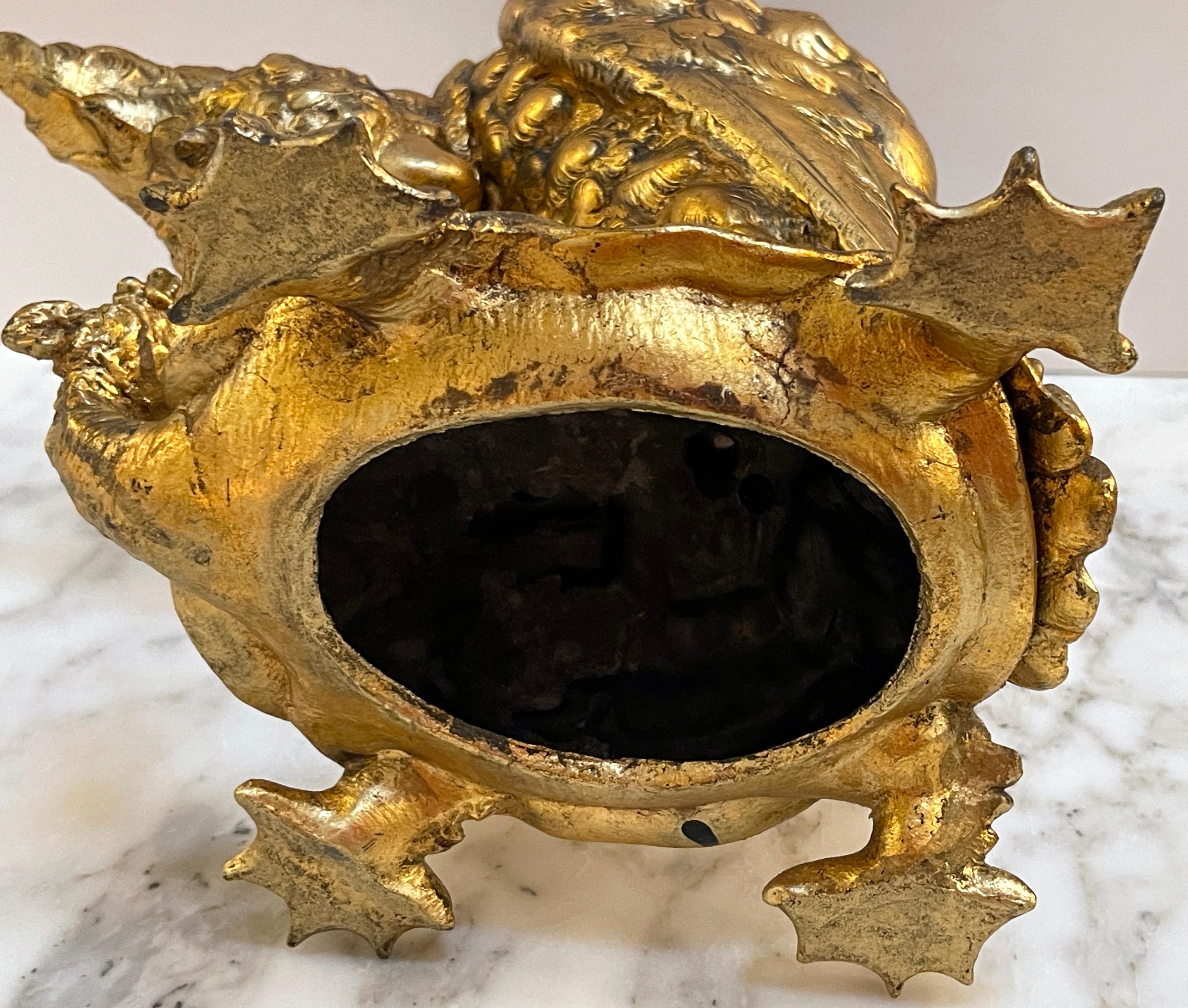 Aesthetic Gilt Metal Cockatoo & Turtle Figural Cachepot For Sale 6
