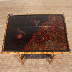 Aesthetic Lacquer Bamboo Console Table Lamp Side Table Victorian