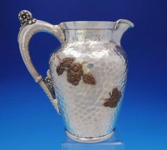 Aesthetic Mixed Metals Gorham Sterling Silver Water Pitcher Applied Bird