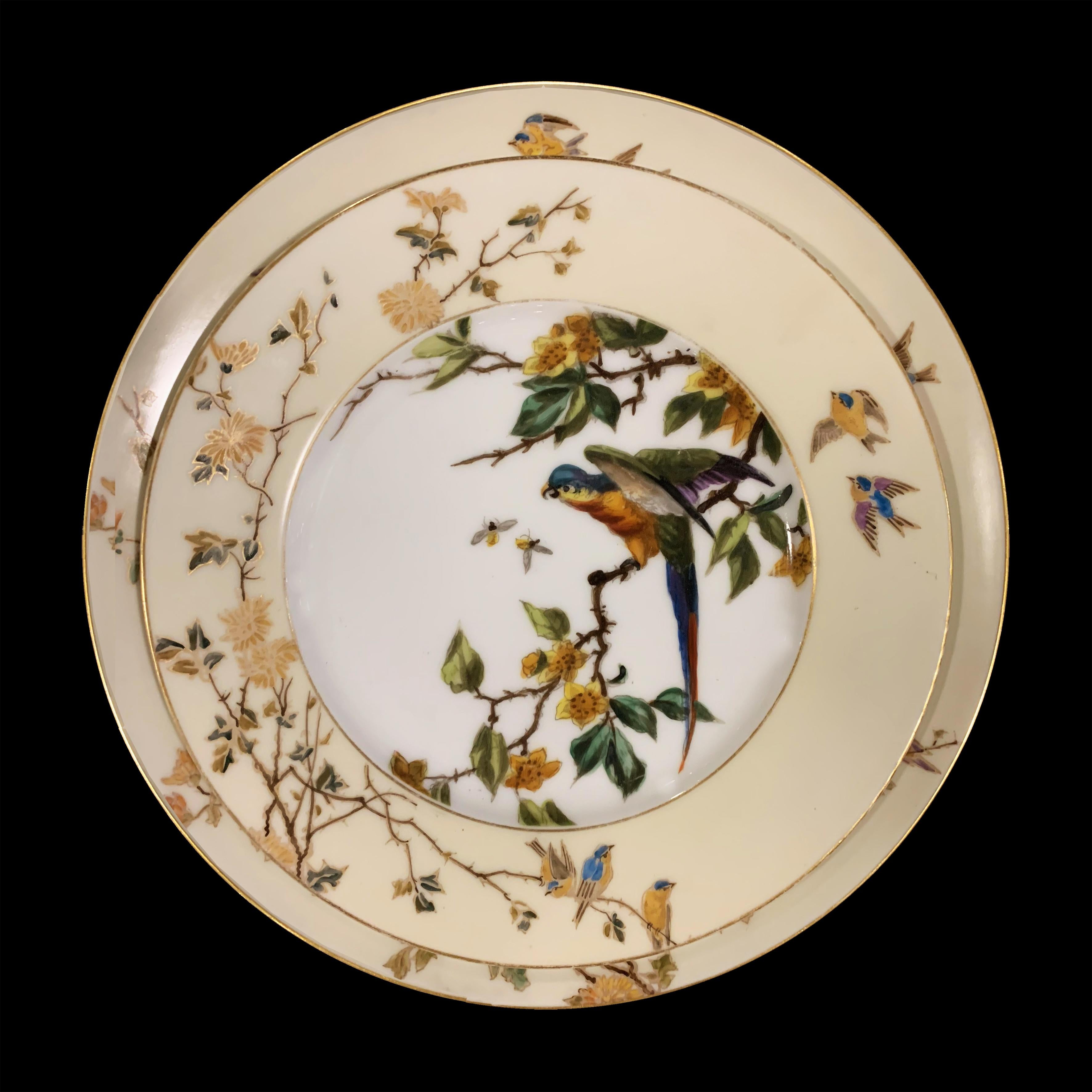 Dinner set in world-famous Limoges porcelain with hand-painted polychrome decoration and gold 