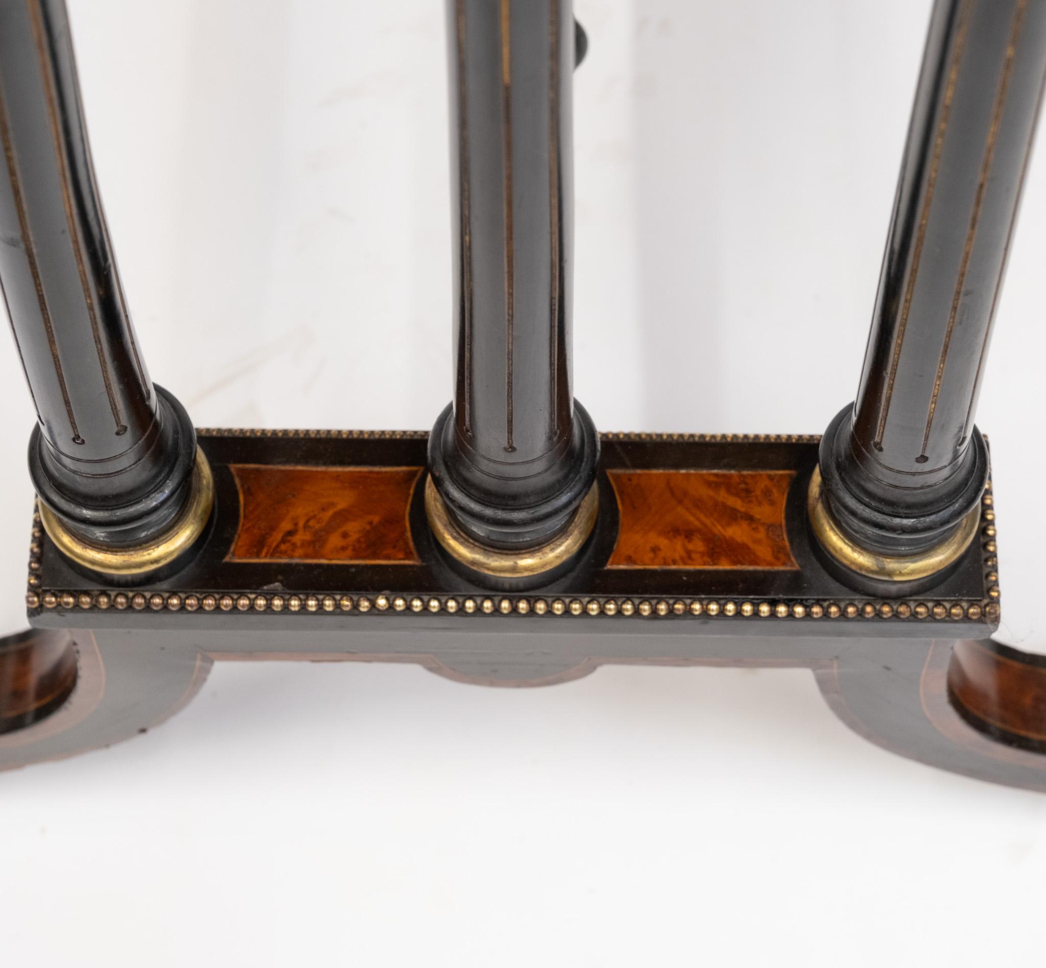 Aesthetic Movement Amboyna Burl Ebonised & Gilt Metal Side Table For Sale 4