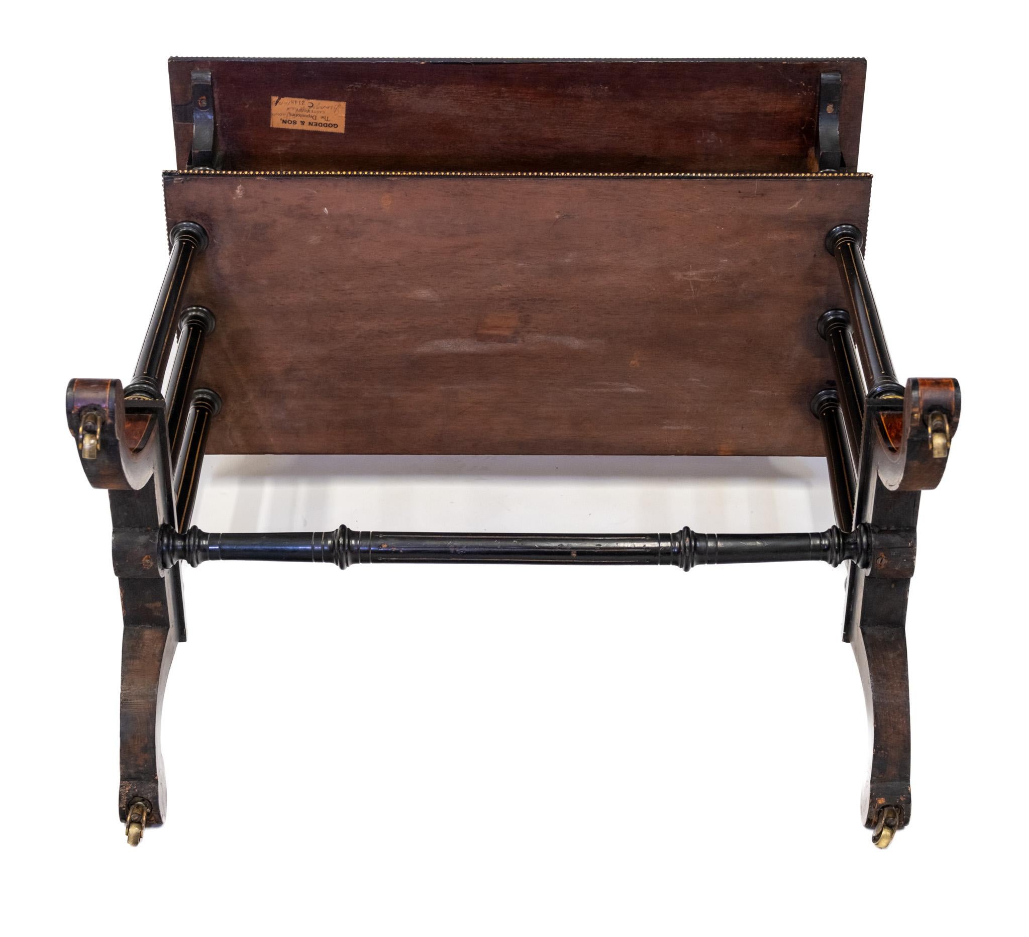 Aesthetic Movement Amboyna Burl Ebonised & Gilt Metal Side Table For Sale 8