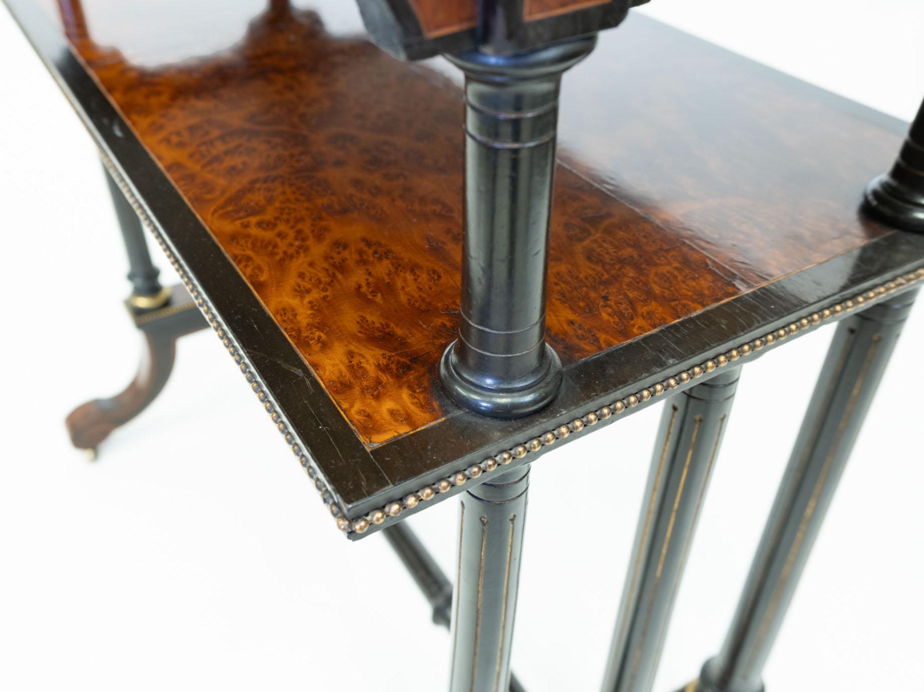 Aesthetic Movement Amboyna Burl Ebonised & Gilt Metal Side Table For Sale 2