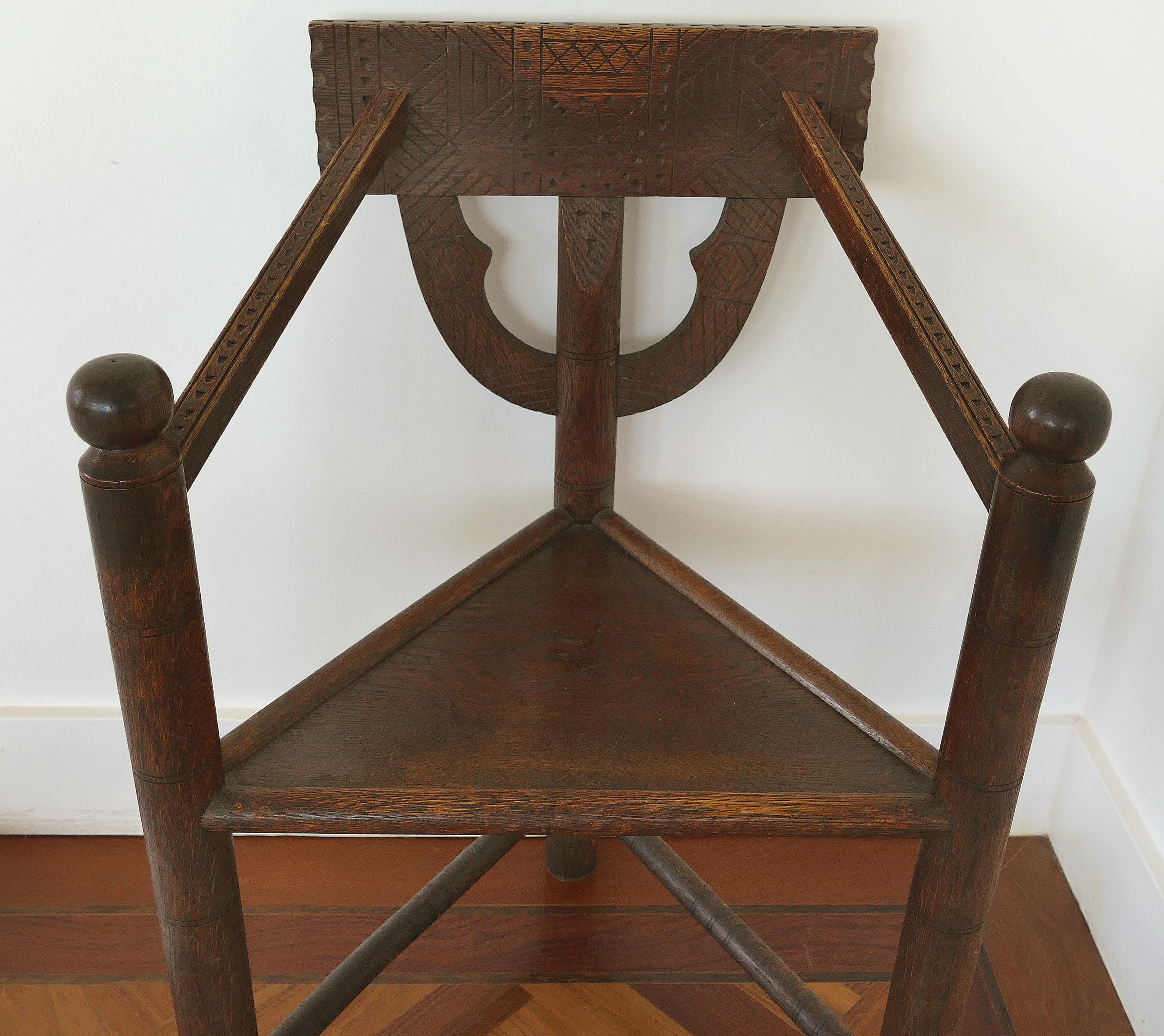 19th Century 19th-Century Swedish Monk's Corner Chair with Needlepoint Cushion