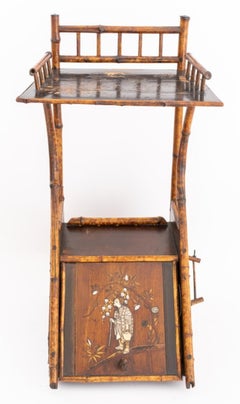 Aesthetic Movement Bamboo and Faux Lacquer Coal Scuttle