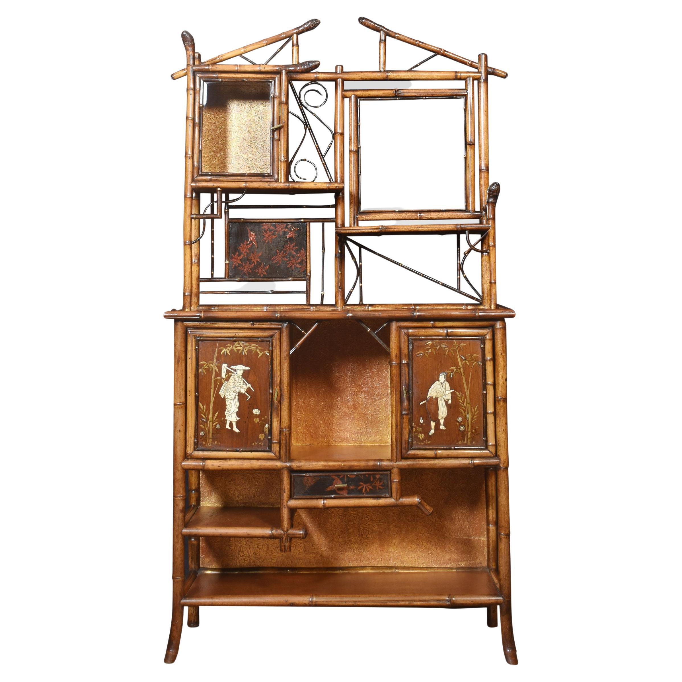 Aesthetic Movement Bamboo and Lacquer Cabinet For Sale