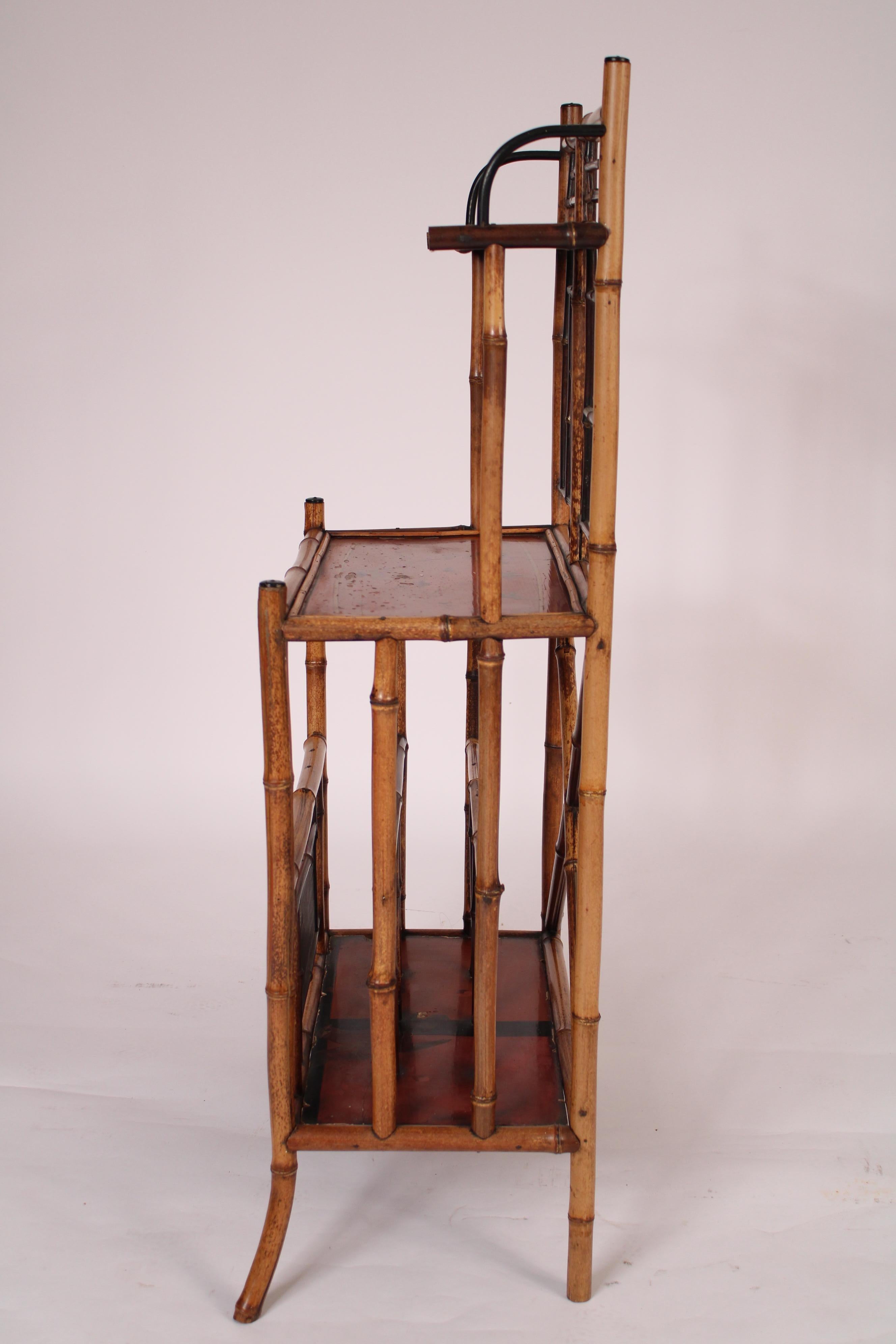 Aesthetic Movement Bamboo and Lacquer Etagere In Good Condition For Sale In Laguna Beach, CA